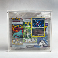 Étui de présentation moderne en acrylique transparent pour 3 packs de cartes Pokémon sous blister, support de protection premium de 8 mm d'épaisseur pour TCG