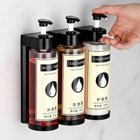 Distributeur de savon liquide double manuel mural en plastique pour salle de bain, design moderne, désinfectant pour les mains, gel douche/shampoing