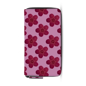 Hawaiian Wallets Coin Purse ID Holder Pink Hau Flower Design RFID Leather Custom Print Long Wallet Women Purse Zipper Wallet - Product Image 6