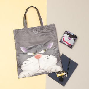 Bolsas de compras de poliéster PET ligeras recicladas ecológicas personalizadas, bolsas de compras plegables reutilizables impermeables con logotipo personalizado - Product Image 3