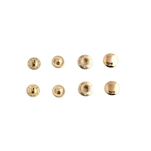 Botão dourado de bronze de 10mm, botão de pressão dourada de bronze com fecho personalizado, para roupas