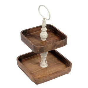 Shape Eco-Friendly Safe 2 Tier <b>Cake</b> Stand Cupcakes Display Cheese Plate <b>Board</b> Wooden Dessert Fruit Vintage Tray <b>Cake</b> Stand - Product Image 6