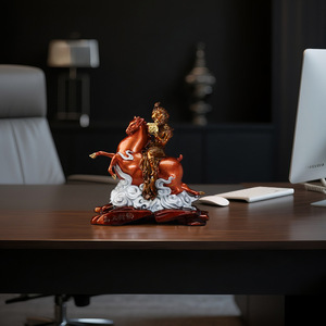 Adorno de Caballo y Mono de Bronce, Decoración de Escritorio Feng Shui de Cobre, Regalo de Oficina - Product Image 1