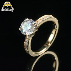 Anillo de Compromiso y Matrimonio de Oro Macizo de 10K y 18K con Diamante Cultivado en Laboratorio de 1CT-3CT, Estilo Clásico, Certificado IGI, para Fiestas - Product Image 2