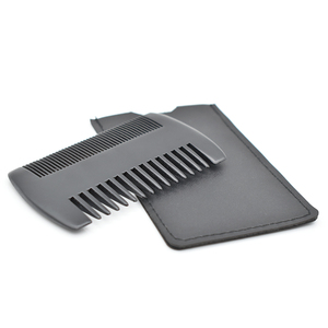 <span class=keywords><strong>Peigne</strong></span> à barbe antistatique à dents fines et grossières, couleur noire, logo personnalisé, double face, en bois naturel, avec étui en PU. - Product Image 4