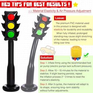 MAKE WAVES Semáforo Inflable de PVC con Soporte de 59 pulgadas de altura, Impermeable, Portátil, Decoración para Fiestas Temáticas de Tráfico Infantiles y Accesorio para Juego de Imitación - Product Image 6