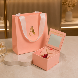 Luxury Mirror Jewelry <b>Box</b> Set with Paper Bag for Necklace Ring Packaging and Boutique <b>Gift</b> Presentation - Product Image 1