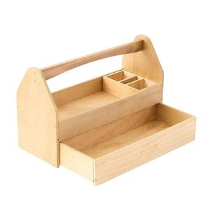 Solid Wood <b>Tool</b> Box Portable Multi Functional Organizer With <b>Drawer</b> For Art And Craft Storage - Product Image 2