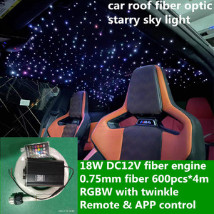 Starry Sky <span class=keywords><strong>LED</strong></span> RGBW Kits de fibre optique de lumière de voiture 600 pièces 3 mètres 0.75mm étoile scintillante avec application et toit de voiture télécommandé - Product Image 2