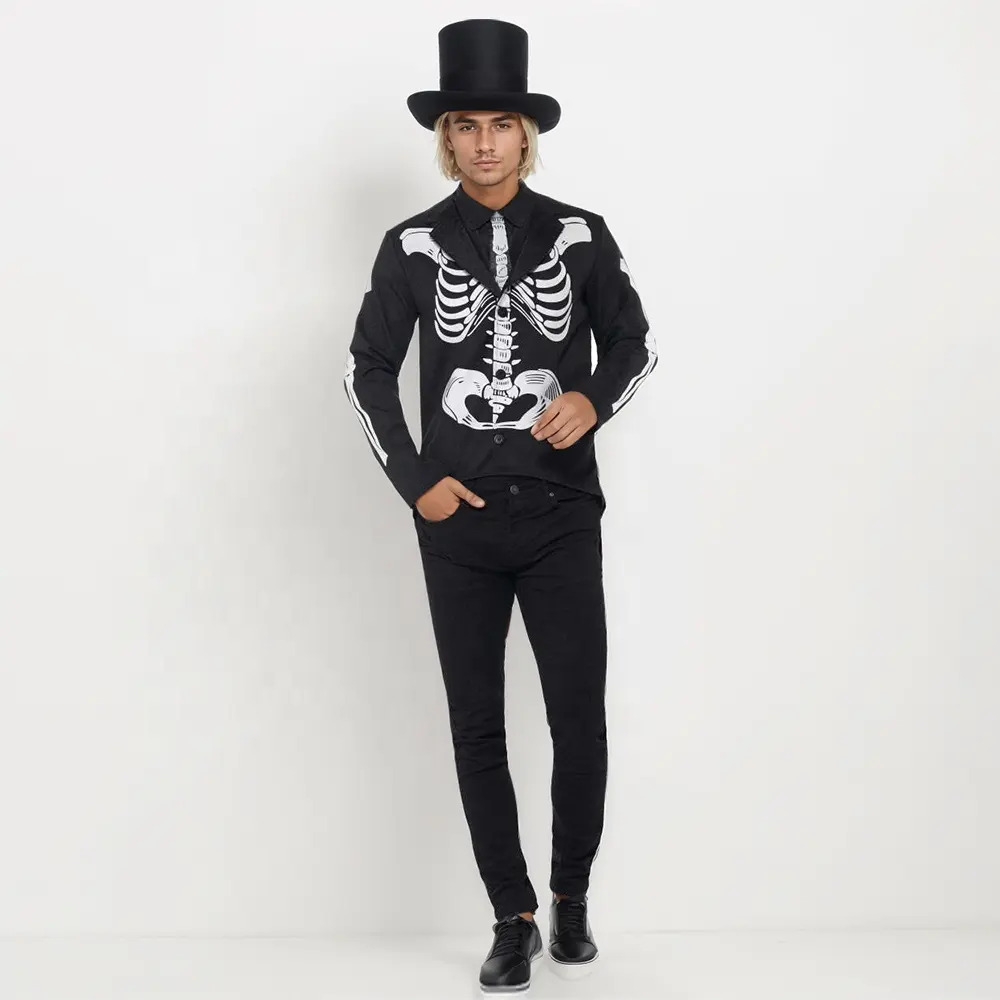 Black and White Senor Skeleton Men Adult Halloween Costume