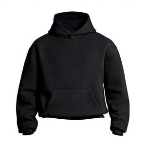 Women's <b>Black</b> Pullover Hoodie Drop Shoulder Sweatshirt with Kangaroo Pocket Casual <b>Long</b> <b>Sleeve</b> <b>Top</b> - Product Image 1