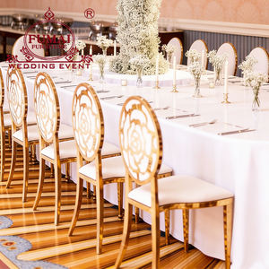 Chaise d'hôtel en acier inoxydable doré à dossier rose pour événements, vente en gros - Product Image 3