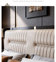 Ensemble complet de meubles de maison en cuir blanc de luxe, lit king-size, coussins doux modernes, lits de villa haut de gamme, ensemble de meubles de chambre à coucher
