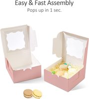 Boîte à biscuits rose avec fenêtre, emballage de collation, délicat, mignon et robuste, pour la saint-valentin