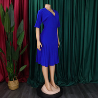 MD391 Robe d'été col en V Robe portefeuille plissée mi-longue élégante robe africaine pour femmes vêtements