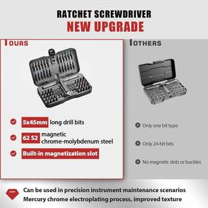 66 in 1 <strong>Magnetic</strong> <strong>Screwdriver</strong> <strong>Set</strong> DIY Ratchet <strong>Screwdriver</strong> <strong>Set</strong> with Detachable Handle Portable Compact Repair Tool Kit - Product Image 4