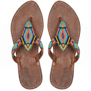 Sandales plates bohèmes à perles colorées personnalisées pour femmes Xinzirain - Product Image 1