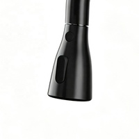 Keran Dapur Modern Matte Black Plastik, Model Deck Mounted, Tuas Tunggal, Air Panas Dingin, Semprotan Tarik, Mixer Tap