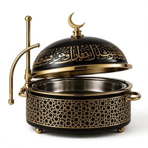 Recipiente de Acero Inoxidable de Lujo con Tapa Enrollable y Caligrafía Árabe, Calentador de Comida Premium para Buffet, Ideal para Hoteles y Servicios de Catering - Product Image 1
