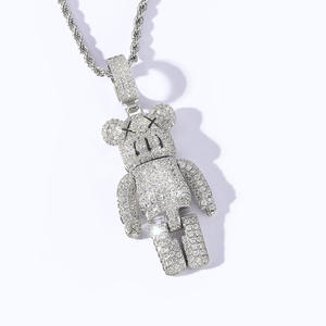 Bey בובה מצוירת תליון תליון שרשרת תליון זהב קושצייר שרשרת היפ הופ קטן תליון לדוב זוג - Product Image 3