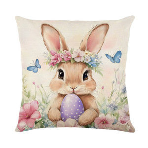 Easter Pillow <b>Covers</b> Square Cartoon Rabbit Design Washable <b>Cushion</b> <b>Cover</b> For Living Room Bedroom Decor - Product Image 3