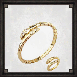 Vendita calda stile europeo americano serpente <span class=keywords><strong>bracciale</strong></span> anello alla moda oro placcato ottone con pietra di zircone per regalo a forma di animale - Product Image 2