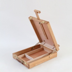 Chevalet de bureau portable pour croquis et dessin, style table, coins arrondis, boîte de peinture à l'huile portable HX-2 Marron clair, transfrontalier - Product Image 6