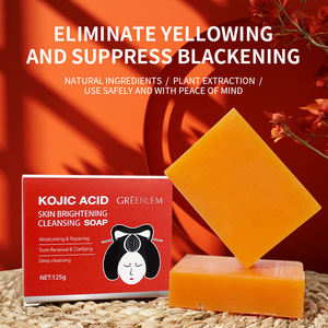 Savon à l'acide kojique GREENLEM, blanchissant, éclaircissant la peau, exfoliant doux, correcteur de taches brunes pour le visage et le corps, 100g, directement de l'usine - Product Image 1