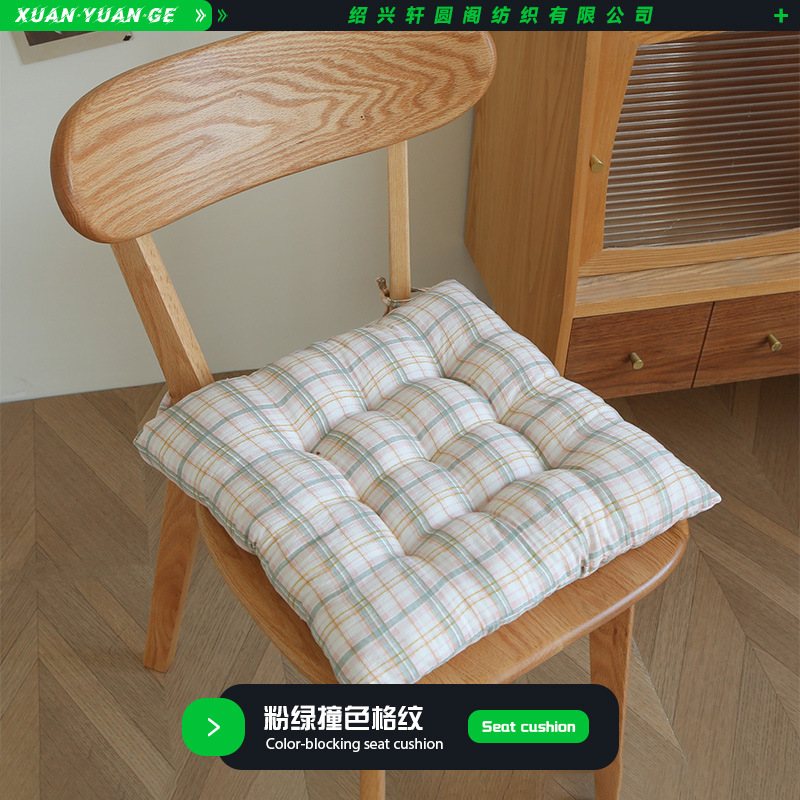 Pink and green color-blocked plaid