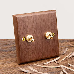 Interrupteur mural en bois massif TEP, style rétro, en laiton, 1/2/3/4 gangs, 1/2/3 voies, prises et interrupteurs muraux, Royaume-Uni - Product Image 2