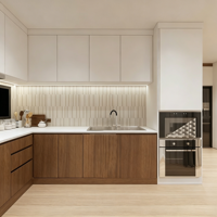 KOJOON Armoires de cuisine américaines prêtes à assembler avec évier, robinet, charnières et panier de tiroir, armoire murale de cuisine moderne pour hôtel américain