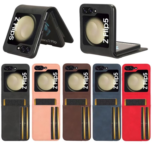 Luxury Anti-shock Folding Phone case for Samsung galaxy Z Flip 5 PU Cell Phone Cover for Samsung galaxy Z Flip 5