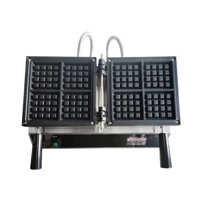 220V Commercial-Grade 4-Slice Square Belgian Waffle Maker Non-Stick Mini Electric Waffle Machine for Household and Hotel Use