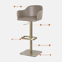 Chaise de bar moderne de luxe léger, tabouret haut réglable en cuir, chaise de comptoir de bar, chaise de table d'îlot haut de gamme pour la maison 7600