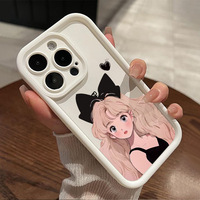Nouvelle Coque de Téléphone pour iPhone 16 15 17 Pro Max, Design Nœud Papillon Manga Couleur Bonbon, Mignonne, Antichoc, Souple et Mate
