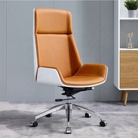 Chaise de bureau de direction de luxe en cuir haut de gamme or et blanc
