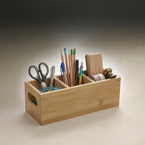 Caja de Almacenamiento de Utensilios de Madera Vintage, Organizador con Divisiones, Rectangular, de Una Sola Capa, para Encimera de Cocina - Product Image 3