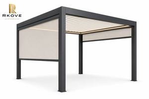 Pérgola eléctrica de aluminio RKOVE RK-C2 de 3*4m con lamas motorizadas y persianas laterales con cremallera, resistente al viento, para patio exterior, villa o gazebo. - Product Image 6