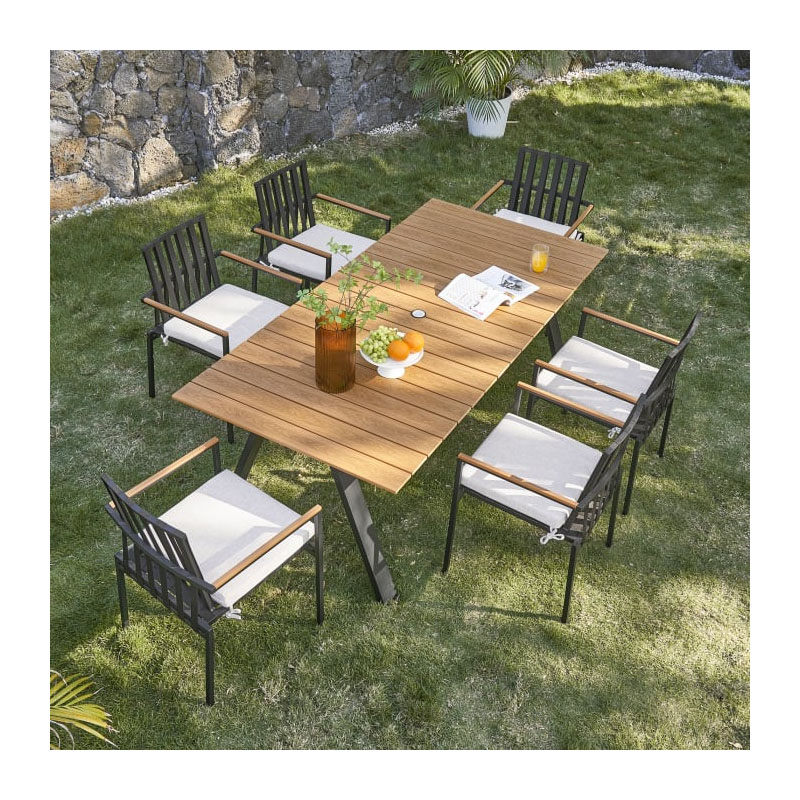 Modern new aluminum outdoor garden furniture dinning set rectangular outdoor dinning table and chair