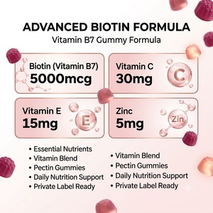 OEM ODM ไบโอตินกัมมี่ GMP ฮาลาล 60 เม็ด 5000mcg ต่อหนึ่งหน่วยบริโภค พร้อมวิตามินซี อี และซิงค์ - Product Image 3