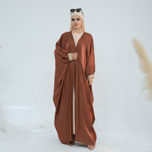 Abaya Aperta Lucida da Donna, Nuovo <span class=keywords><strong>Abbigliamento</strong></span> Islamico Estivo di Dubai, Abaya Modesta Tradizionale Turca, <span class=keywords><strong>Abbigliamento</strong></span> Musulmano - Product Image 4