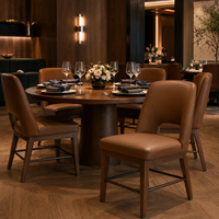 Table et chaises de salle à manger en bois massif pour hôtel et restaurant, avec structure métallique pour hôtel