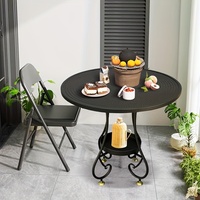 1 pièce Table d'appoint rétro française en fer forgé à double niveau, pour salon, canapé, balcon extérieur, dimensions 19.7IN * 24IN