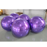 Ballon miroir gonflable en PVC violet professionnel de 1,5 m, plus grand, pour la décoration de scène de boîte de nuit, boule de Noël
