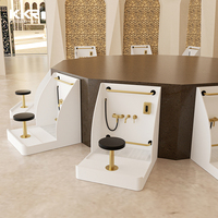 Station d'ablution rectangulaire en surface solide mate pour mosquée, lavabo multi-utilisateurs pour le lavage des pieds, facile à nettoyer, design moderne, usage commercial