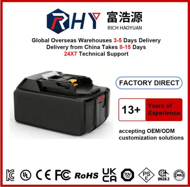 Rechargeable Cordless Battery Pack for Power Tools KC BL1850B BL1860B 18V Lithium Ion Battery Compatible Replacement LED