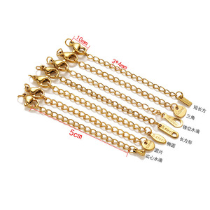 18k <strong>Gold</strong> PVD Plated Stainless Steel Lobster Clasp With <strong>Extender</strong> <strong>Chain</strong> Personalized Logo Engraved Charm Round Tag <strong>Chain</strong> <strong>Extenders</strong> - Product Image 2