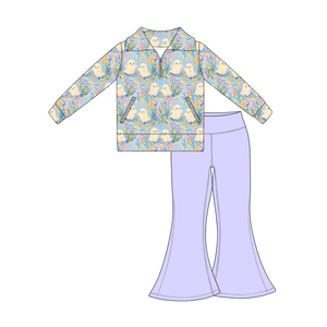 Conjunto de <span class=keywords><strong>Ropa</strong></span> <span class=keywords><strong>Infantil</strong></span> de Halloween Personalizable, Sudadera con Cierre y Pantalones Estilo Coquette Espeluznante, <span class=keywords><strong>Ropa</strong></span> de Boutique para Niñas Pequeñas de Otoño - Product Image 3