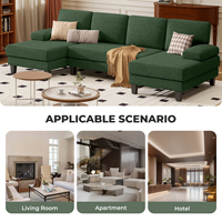 Canapé sectionnel en tissu en U de style japonais, moderne, modulaire, extensible, double, convertible en lit, pour salon et appartement, avec rembourrage en mousse