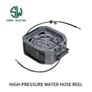 Enrouleur de <span class=keywords><strong>tuyau</strong></span> combiné 5-en-1 avec pistolets de nettoyage et embouts de protection |   Eau/Électricité/Air/Mousse double/Professionnel haute pression - Product Image 2